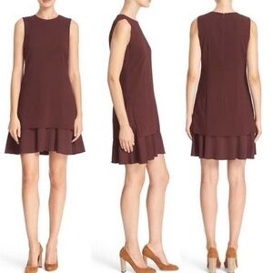 Theory Malkan Bergen Flared Hem Shift Dress Maroon Women’s Size 6